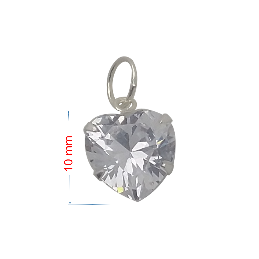 Pingente de prata 925 coração zircônia cristal